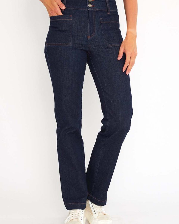 Jean droit brut en coton bleu Jean droit brut en coton bleu