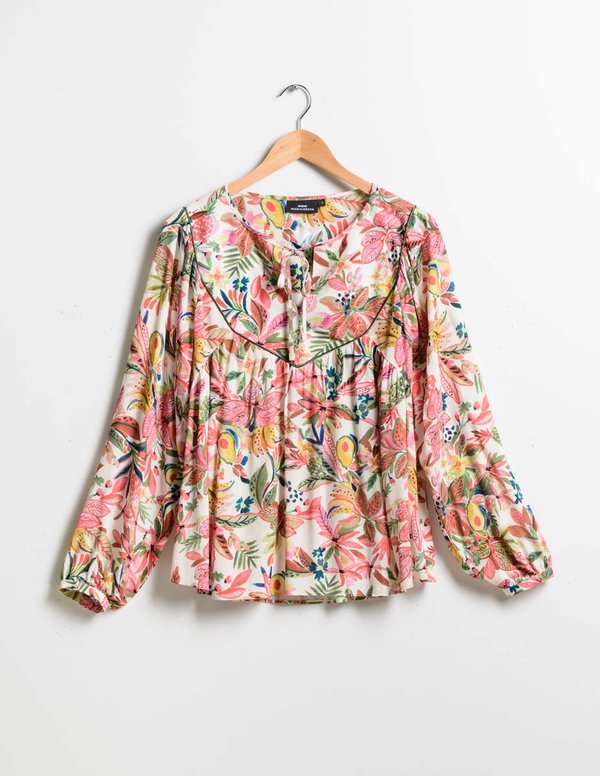 Blouse ample manches longues imprimé tropical Blouse ample manches longues imprimé tropical