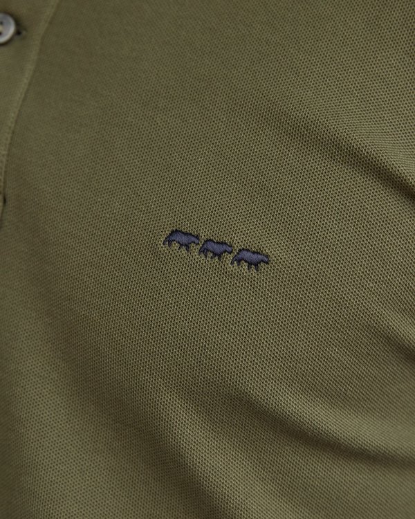 Polo bicolore à manches longues regular fit en coton vert Polo bicolore à manches longues regular fit en coton vert