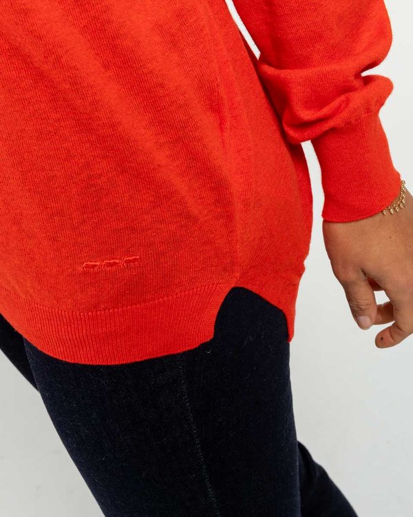 Pull uni col V en coton et lin Pull uni col V en coton et lin