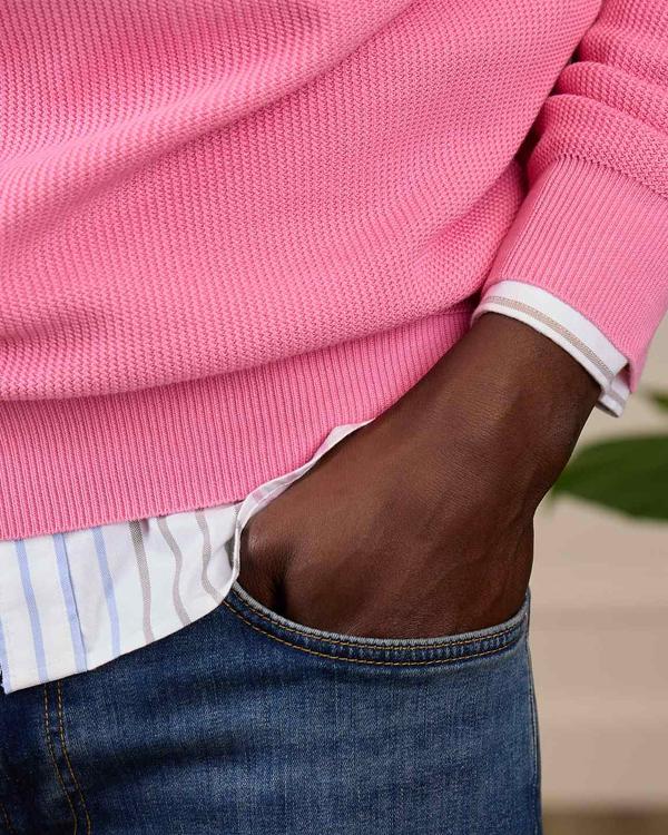 Pull nid d'abeille rose