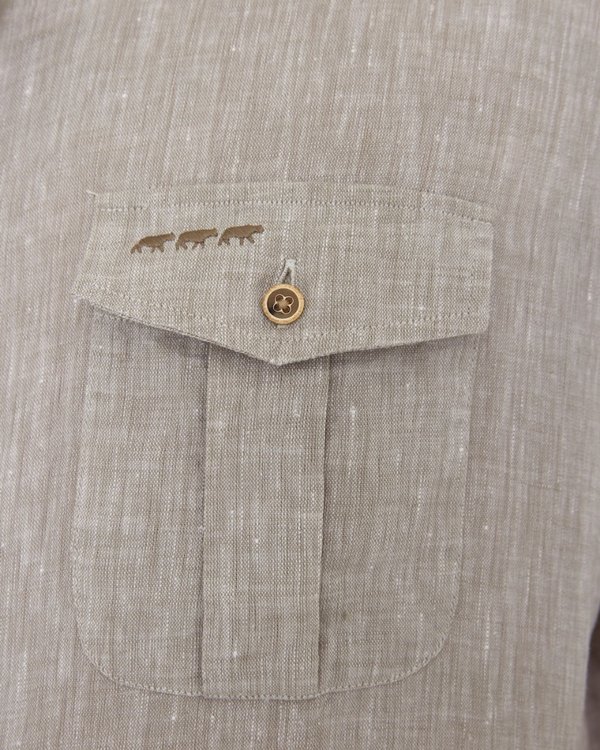 Chemise coupe modern fit unie à manches courtes beige