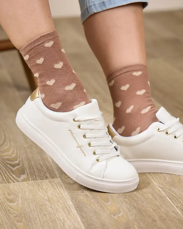 Chaussettes cœurs Guilie beige