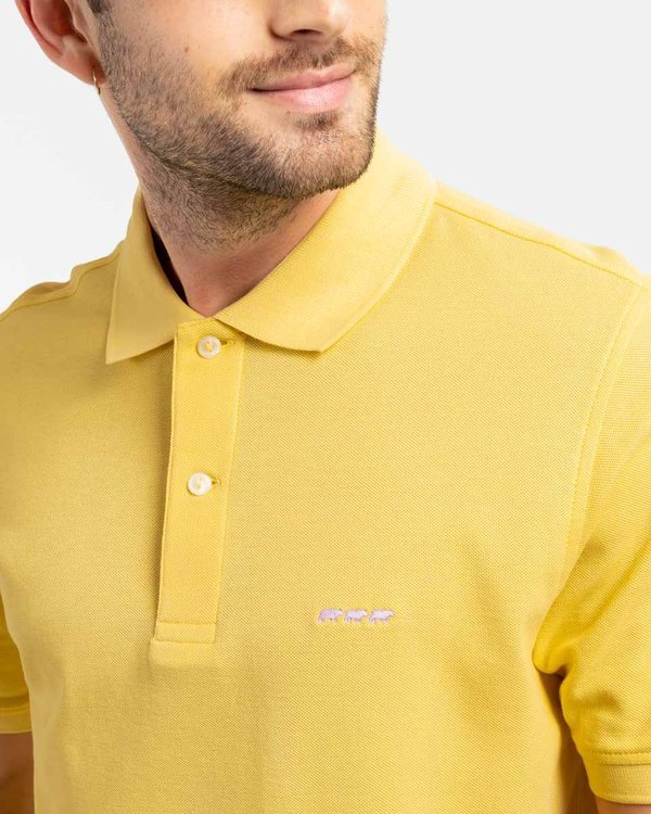Polo piqué Douglas coupe droite manches courtes uni jaune Polo piqué Douglas coupe droite manches courtes uni jaune