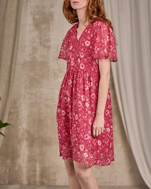 Robe midi fleurie rose