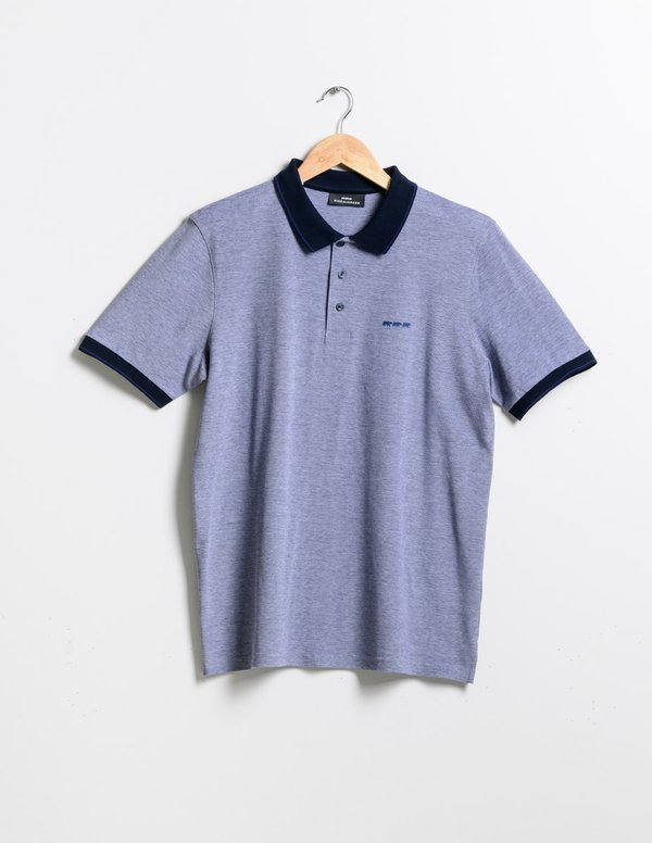 Polo manches courtes regular fit col contrasté bleu