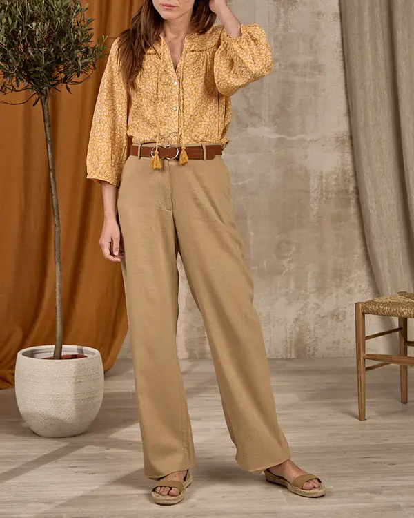 Chemise fleurie jaune