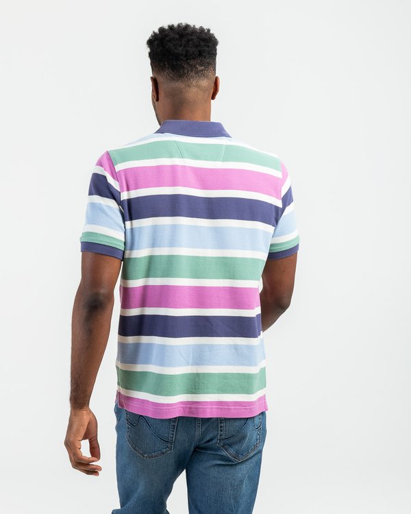 Polo rayé manches courtes regular fit rose