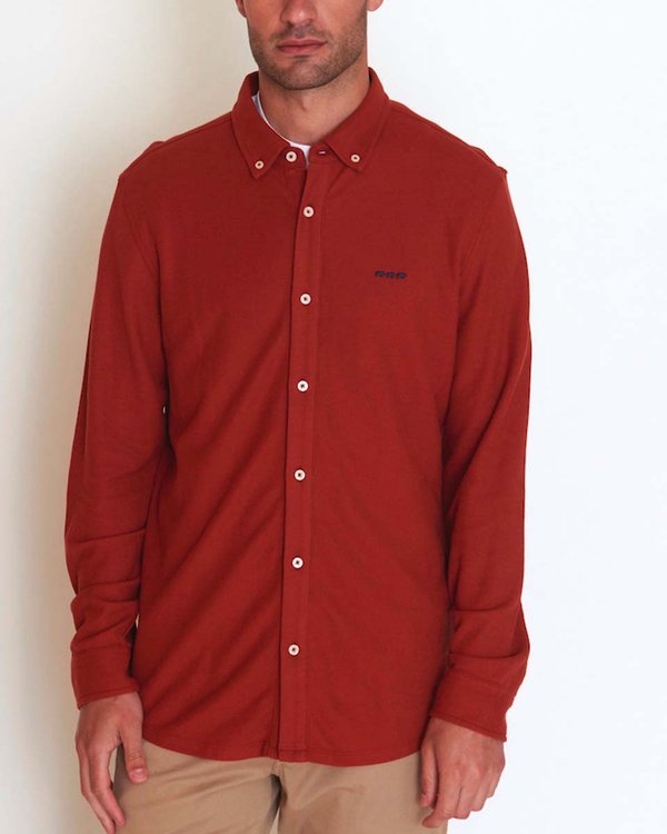 Chemise manches longues cintrée en coton piqué Chemise manches longues cintrée en coton piqué