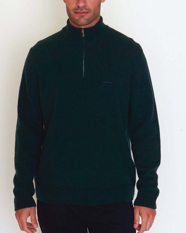 Pull col camionneur Gaston uni en fil italien 80% Laine vert Pull col camionneur Gaston uni en fil italien 80% Laine vert