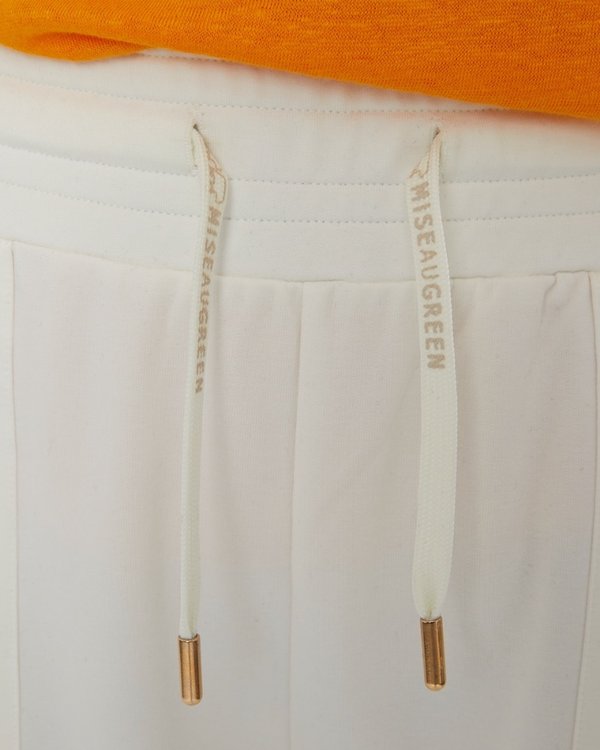 Pantalon 7/8 molletonné uni taille élastique blanc