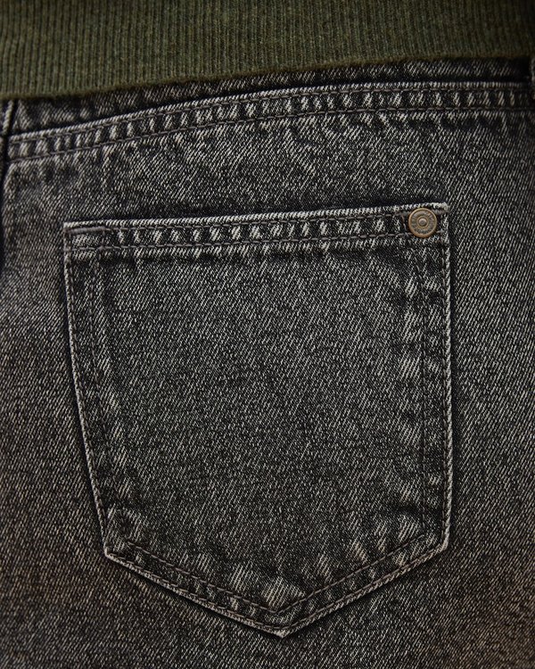 Jupe droite denim à boutons effet usé gris Jupe droite denim à boutons effet usé gris