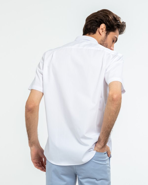 Chemise manches courtes imprimée coupe regular fit blanc