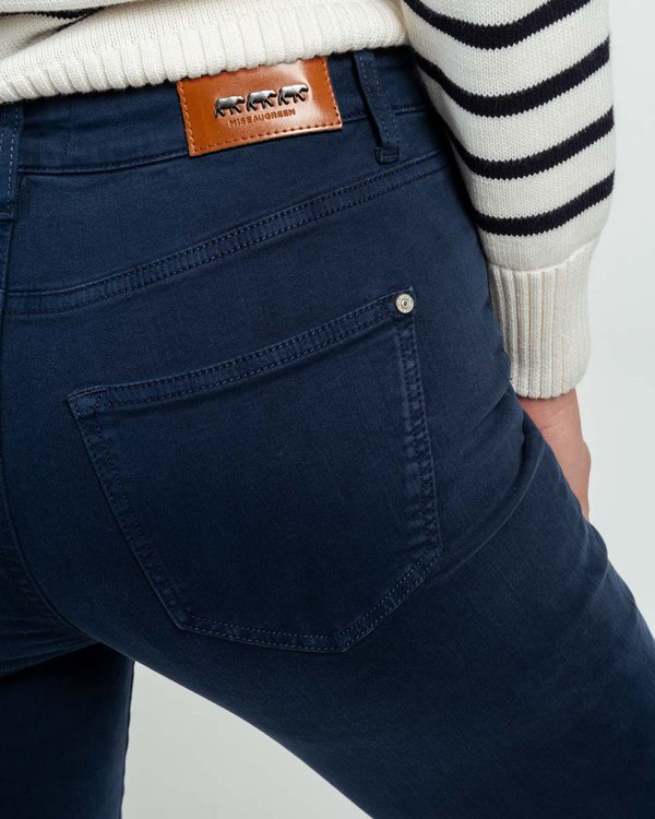 Pantacourt slim uni longueur 7/8 en coton bleu