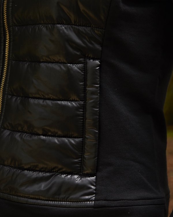 Cardigan zippé bi-matière matelassé et molleton noir Cardigan zippé bi-matière matelassé et molleton noir