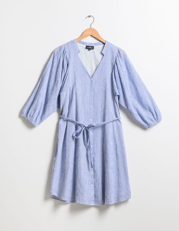Robe seersucker Standard 100 by OEKO-TEX® bleu