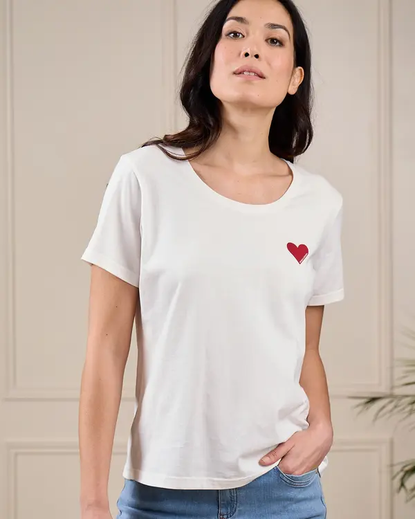 T-shirt cœur Glenna blanc