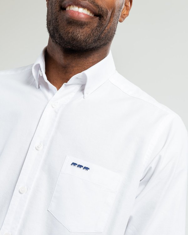 Chemise classique manches longues unie en coton blanc Chemise classique manches longues unie en coton blanc