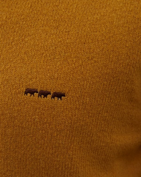 Pull col camionneur Gaston uni en fil italien 80% Laine jaune