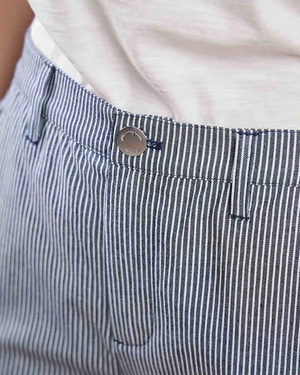 Pantalon chino rayé bleu