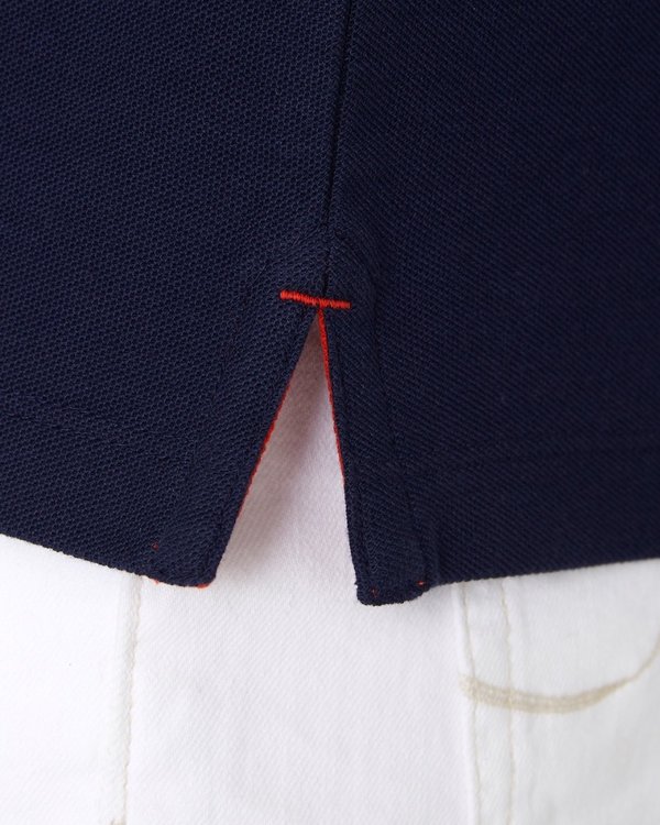 Polo modern fit col teddy logo tricolore en coton bleu