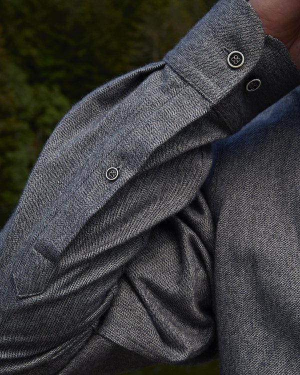 Chemise confort manches longues unie en coton gris Chemise confort manches longues unie en coton gris
