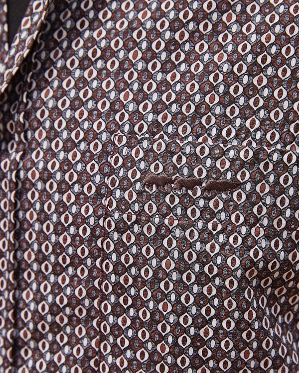 Chemise à manches longues micro motifs regular fit en coton
