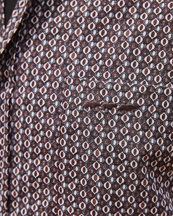 Chemise à manches longues micro motifs regular fit en coton Chemise à manches longues micro motifs regular fit en coton