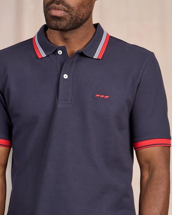 Polo à contraste bleu