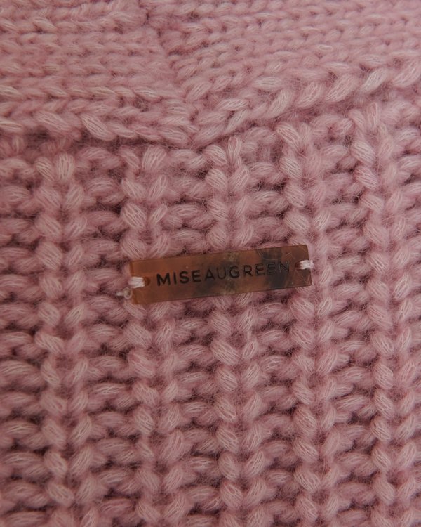Cardigan boutonné à grosses mailles coton et Mérinos rose