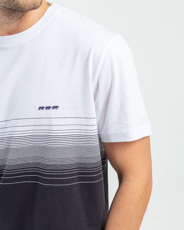 T-shirt manches courtes col rond fantaisie en coton blanc