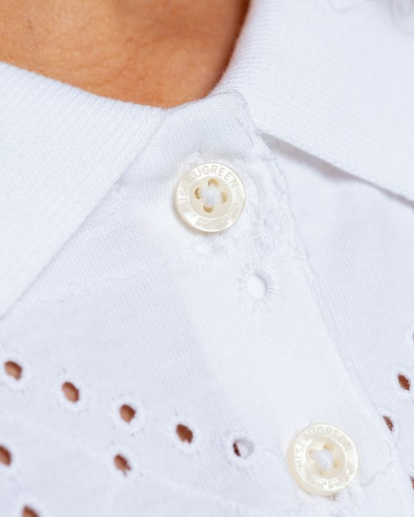 Polo manches courtes broderie anglaise losanges blanc Polo manches courtes broderie anglaise losanges blanc