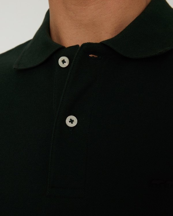 Polo regular fit Robin uni à manches longues vert Polo regular fit Robin uni à manches longues vert