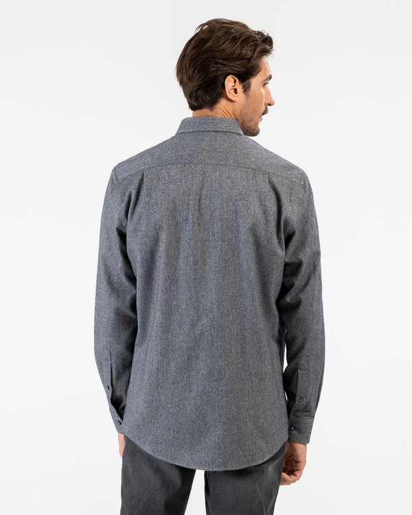 Chemise unie à manches longues 100% coton bleu Chemise unie à manches longues 100% coton bleu