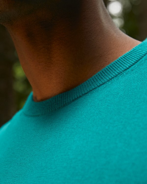 Pull Achille à col rond manches longues en coton et cachemire bleu