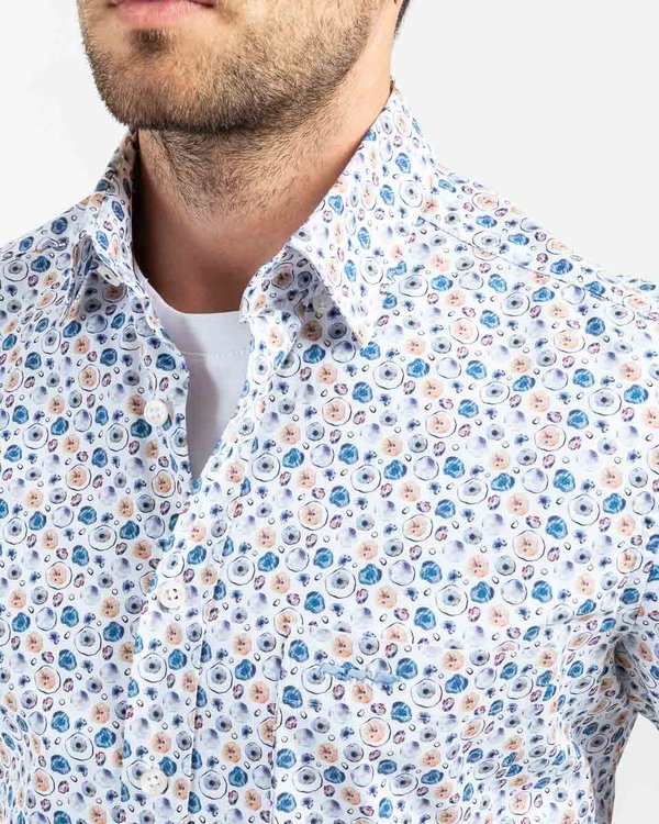 Chemise imprimée motifs ronds à manches longues blanc Chemise imprimée motifs ronds à manches longues blanc