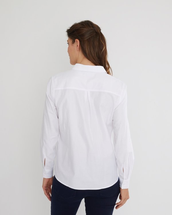 Chemise classique poche poitrine coton et elasthanne blanc Chemise classique poche poitrine coton et elasthanne blanc