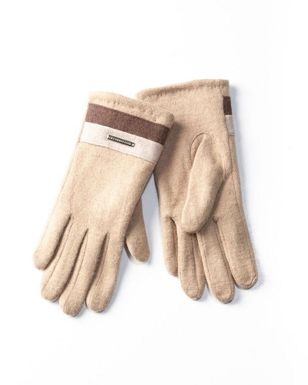 Gants en laine chinée beige