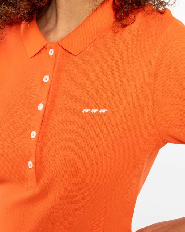 Polo piqué Jeanne manches courtes uni 100% coton orange Polo piqué Jeanne manches courtes uni 100% coton orange
