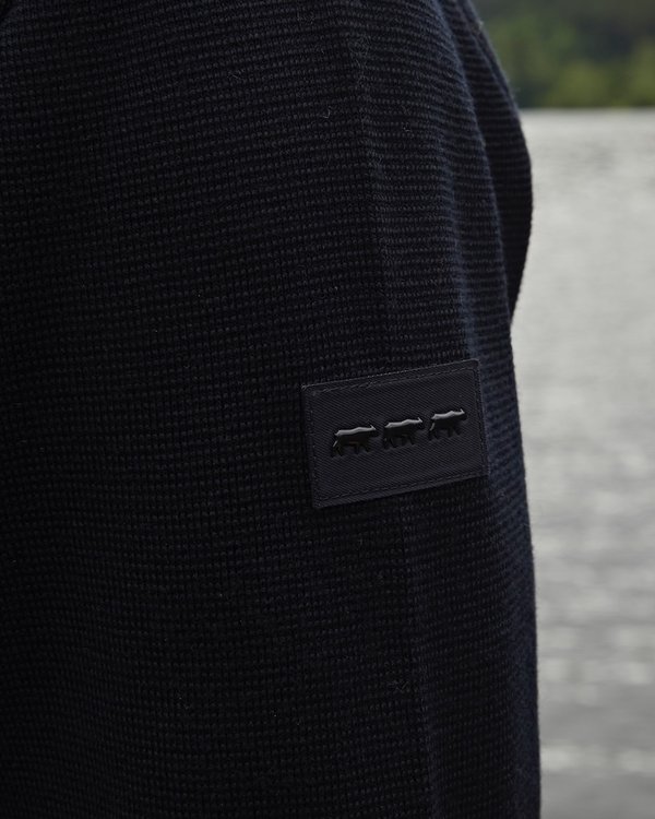 Cardigan uni Victor col zippé 50% Laine mérinos bleu Cardigan uni Victor col zippé 50% Laine mérinos bleu