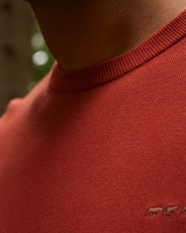 Pull Achille à col rond manches longues en coton et cachemire rouge Pull Achille à col rond manches longues en coton et cachemire rouge