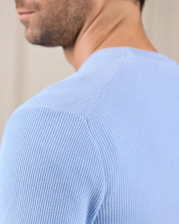 Pull nid d'abeille bleu