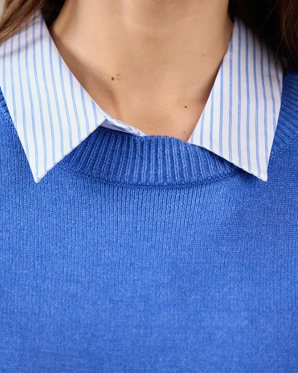 Pull manches courtes bleu