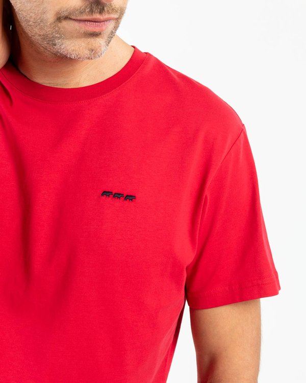 T-shirt modern fit Ethan uni manches courtes col rond coton rouge