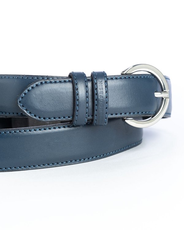 Ceinture unie 100% cuir boucle ronde bleu Ceinture unie 100% cuir boucle ronde bleu