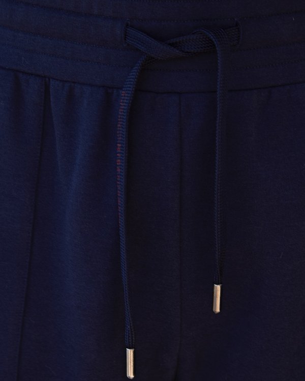Pantalon 7/8 molletonné uni taille élastique bleu