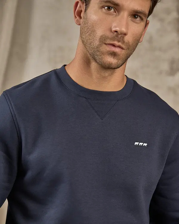 Sweat col rond bleu