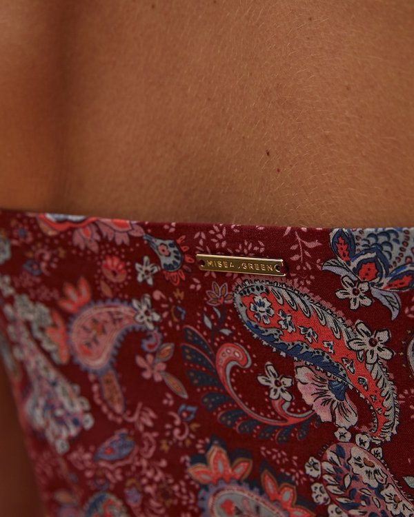 Robe longue imprimée à motifs cachemire en coton rouge Robe longue imprimée à motifs cachemire en coton rouge