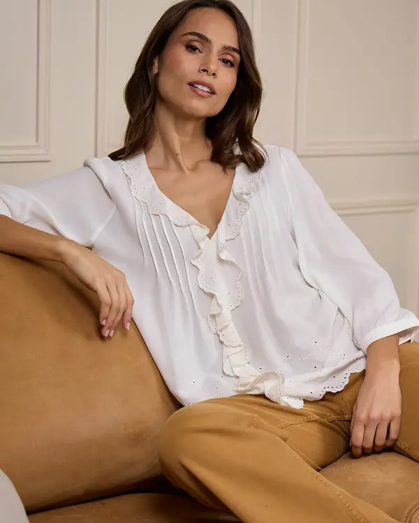 Blouse broderies blanc