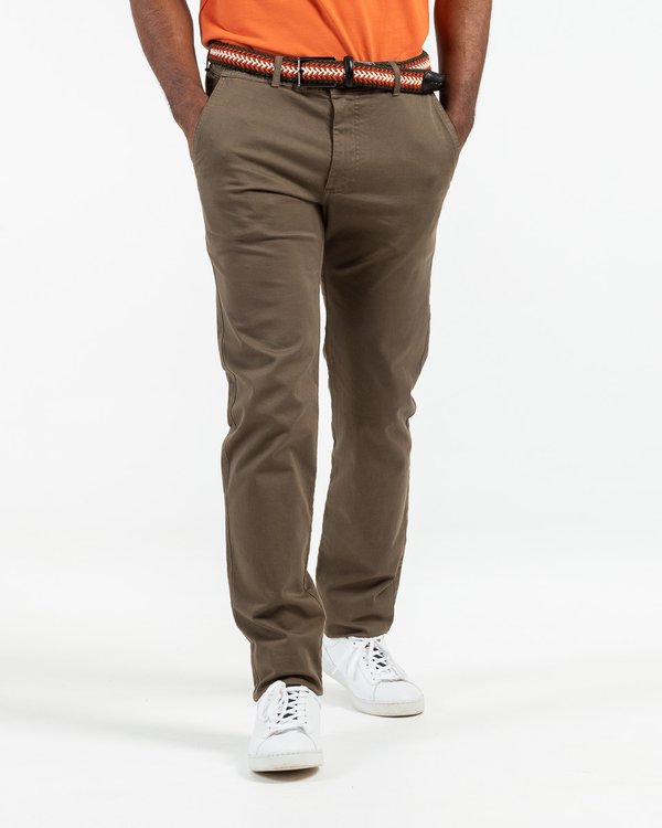 Pantalon chino Lucas uni taille élastique en coton vert